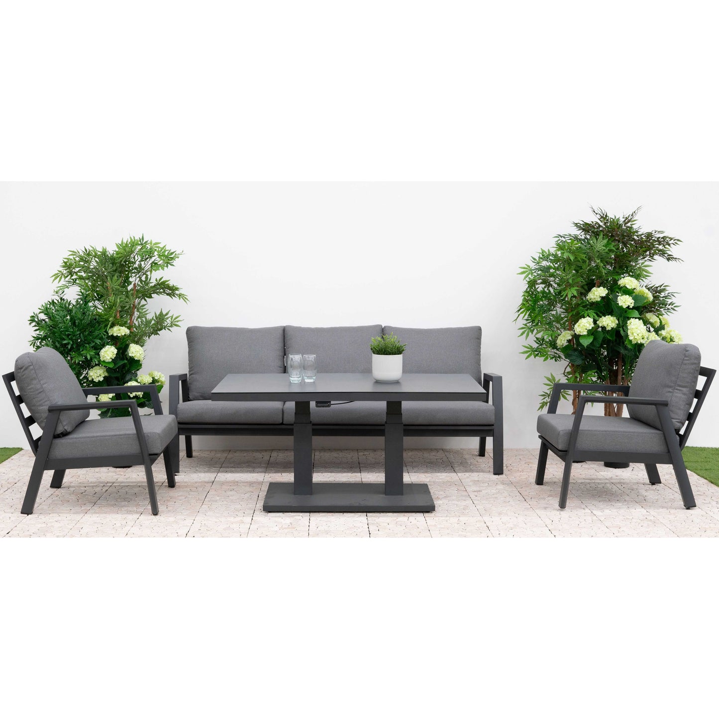 Nova - Phoenix 3 Seater Sofa Lounge Dining Set with Rectangular Rising Table
