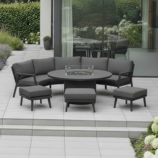 Nova - Phoenix Large Curved Sofa Dining Set with Oval Fire Pit