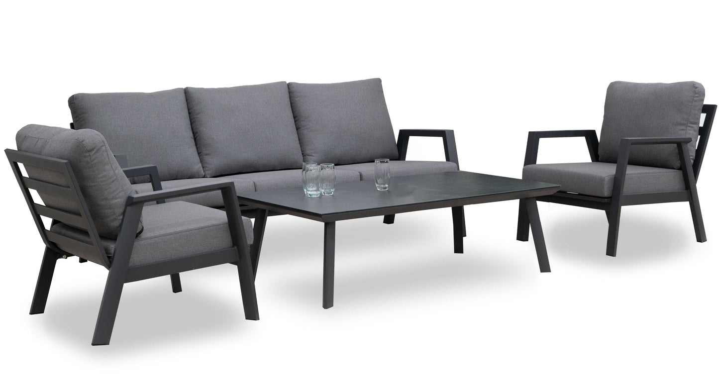Nova - Phoenix 3 Seater Sofa Lounging Set with Rectangular Coffee Table - Grey