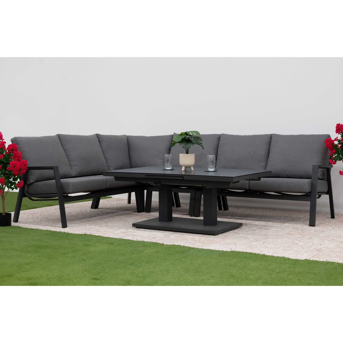 Nova - Zara L-Shaped Corner Sofa Lounge Dining Set with Rectangular Rising Table