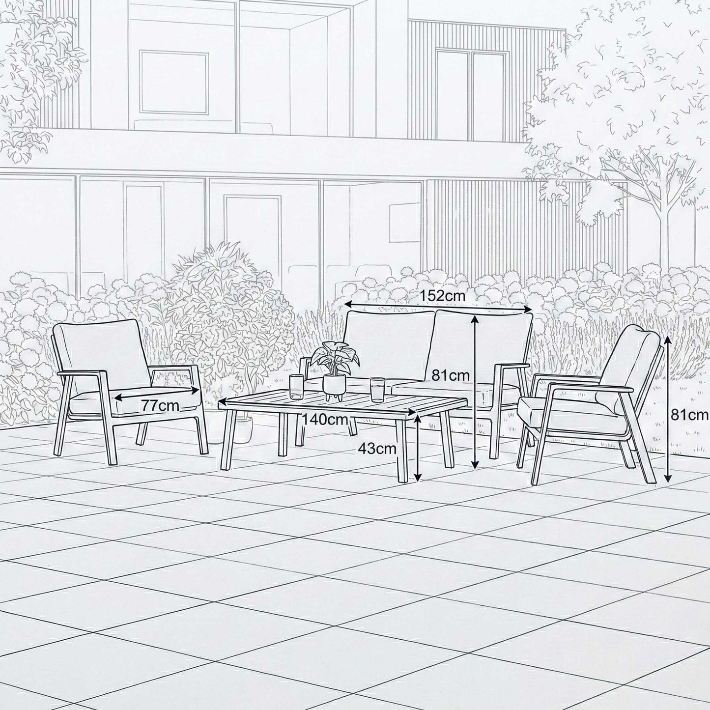 Nova - Zara 2 Seater Sofa Lounging Set with Rectangular Coffee Table