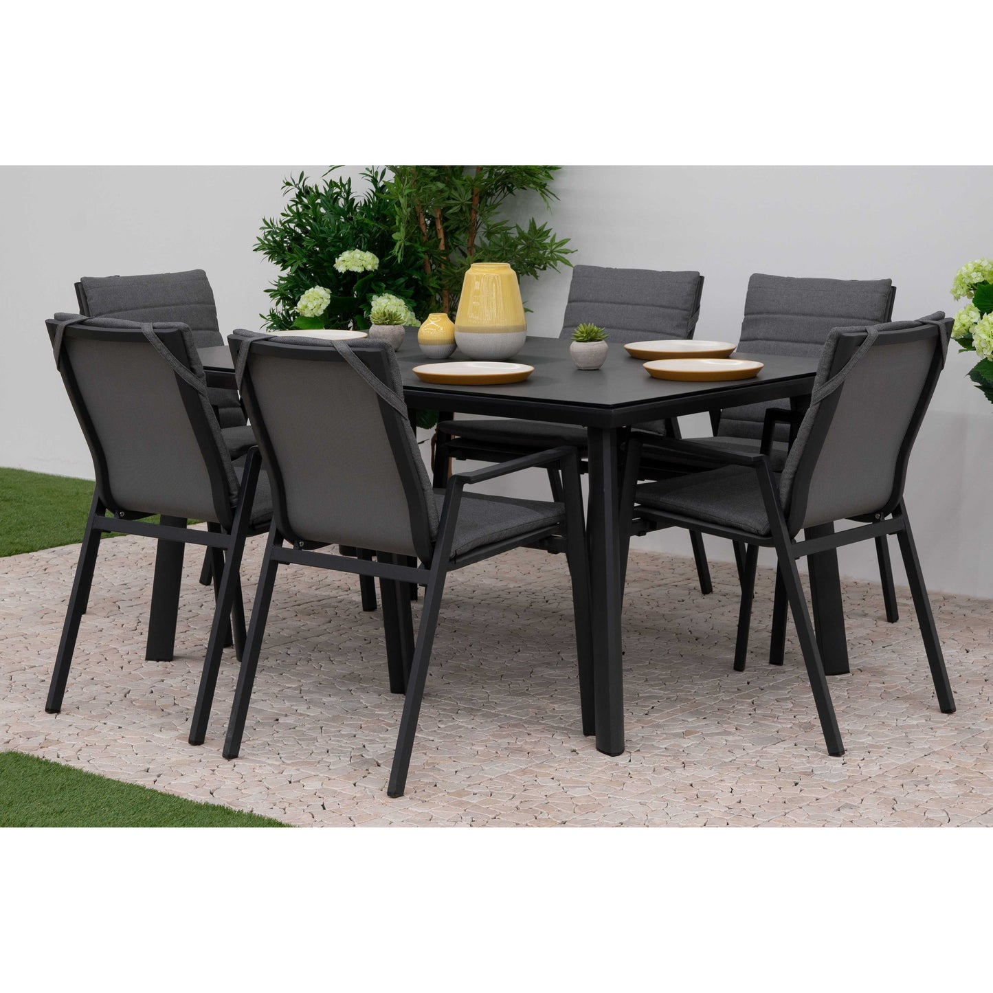 Nova - Zara 6 Seat Dining Set - 1.5*1.0m Rectangular Table - Grey