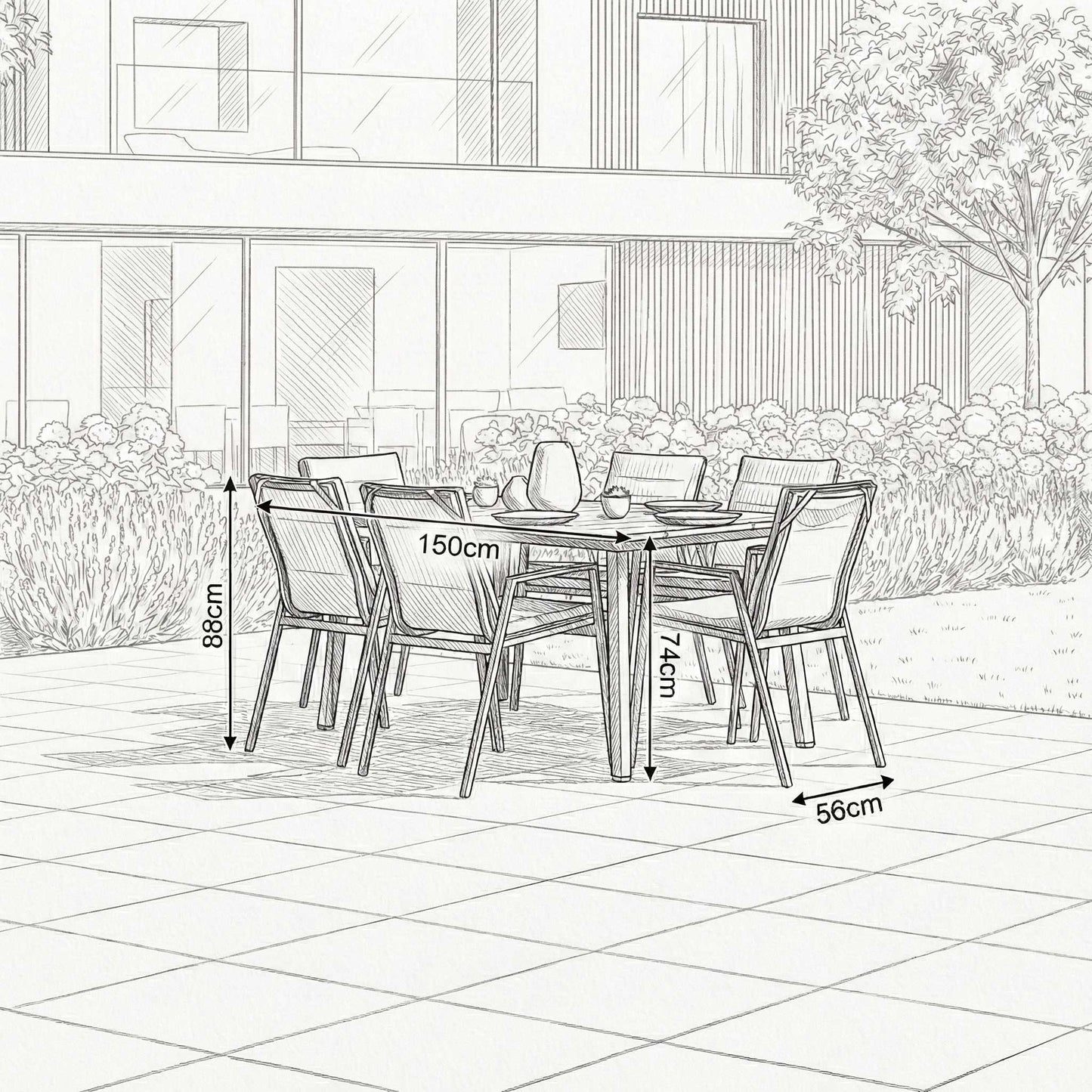 Nova - Zara 6 Seat Dining Set - 1.5*1.0m Rectangular Table - Grey