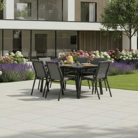 Nova - Zara 6 Seat Dining Set - 1.5*1.0m Rectangular Table - Grey