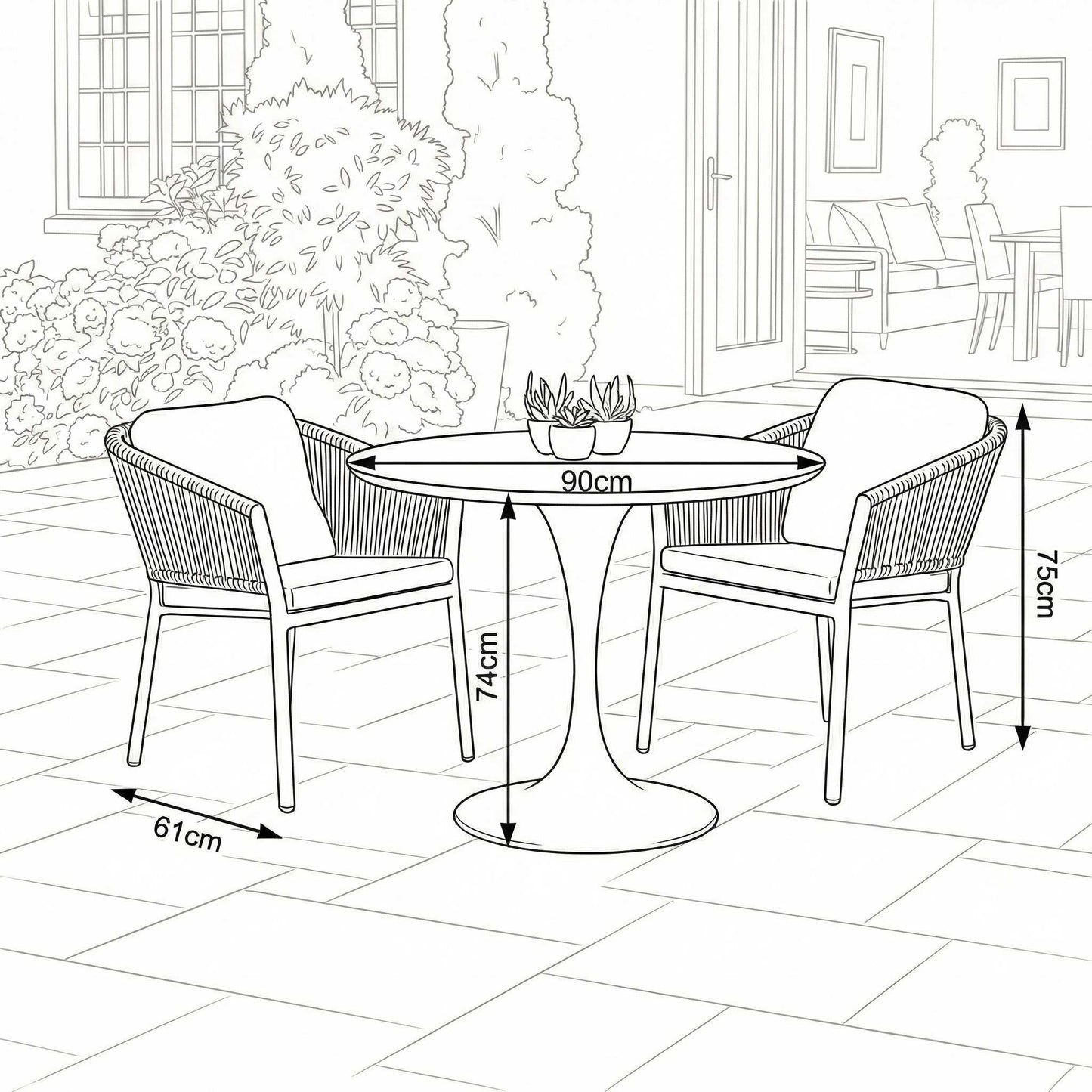 Nova - Hayden 2 Seat Bistro Set - 0.9m Round Table
