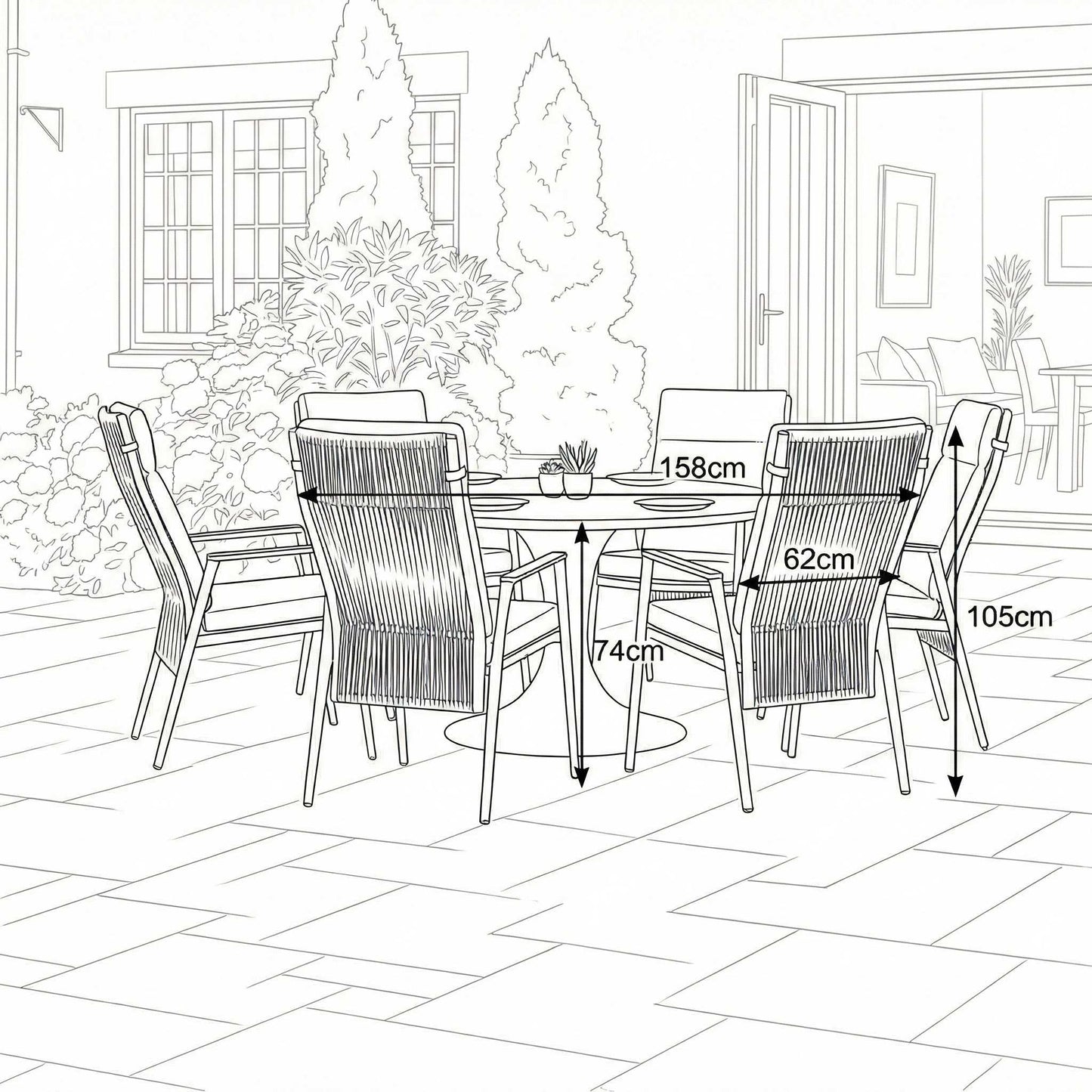 Nova - Hayden 6 Seat Reclining Dining Set - 1.6m Round Table