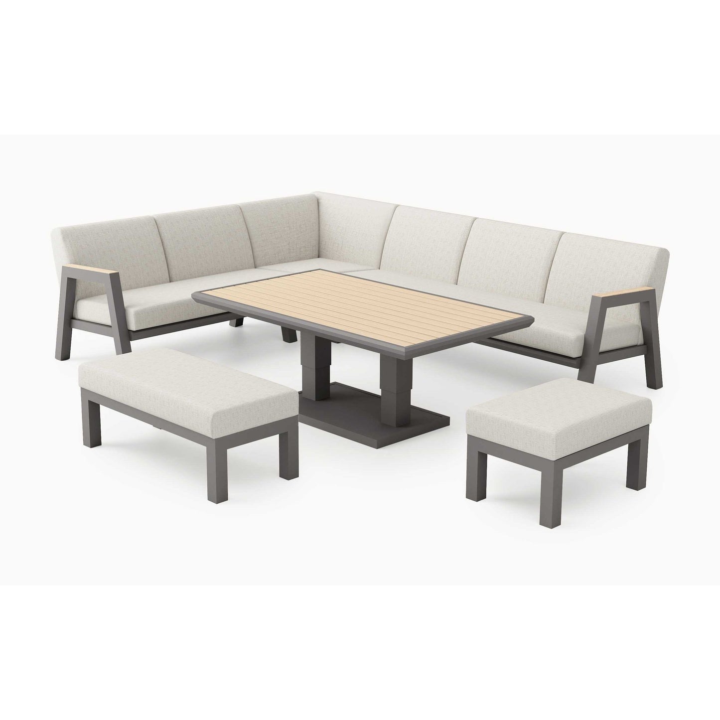 Nova - Hunter L-Shaped Corner Sofa Lounge Dining Set with Rectangular Rising Table