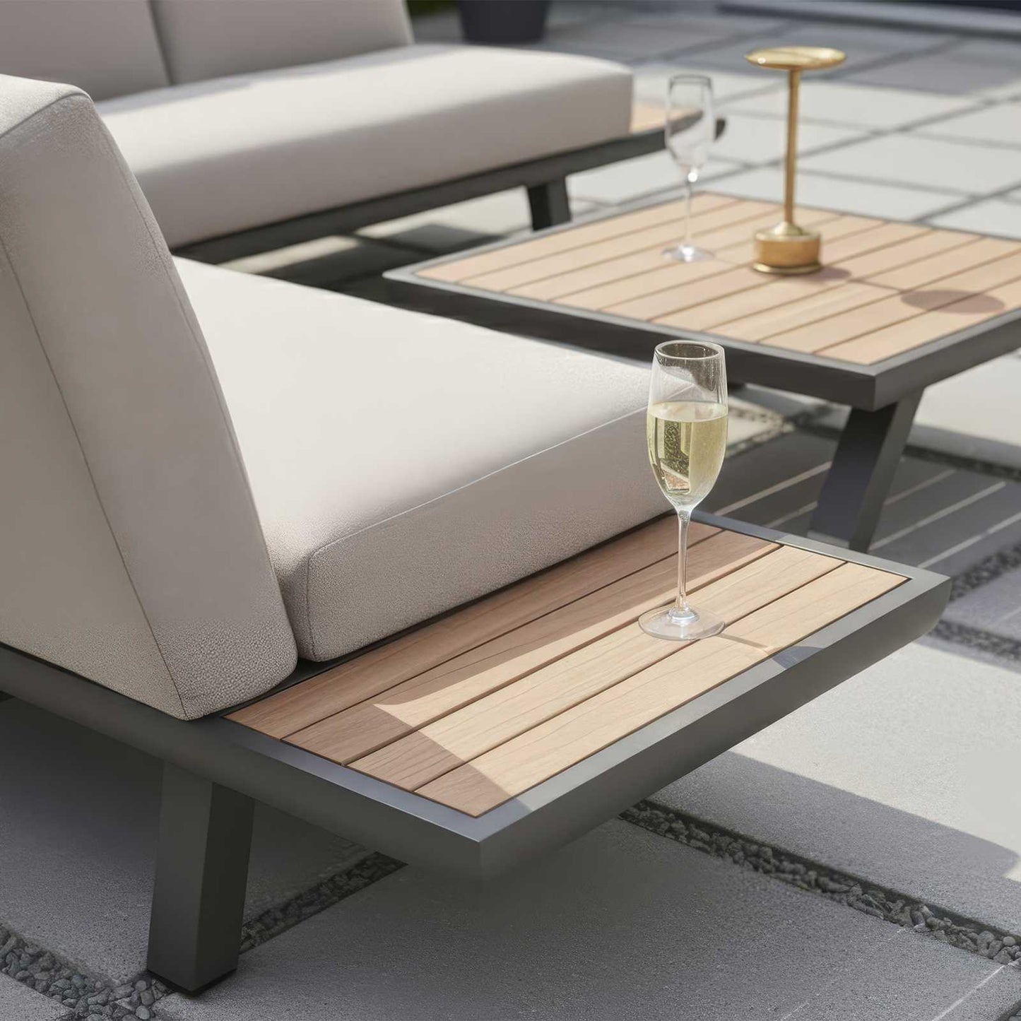 Nova - Hunter Angled Platform Corner Sofa Lounging Set with Square Coffee Table