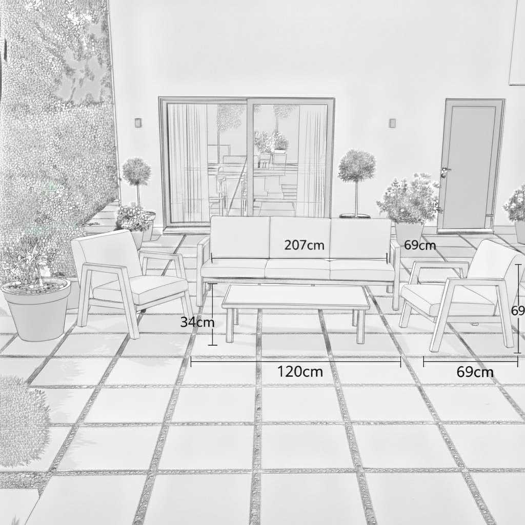 Nova - Hunter 3 Seater Sofa Lounging Set with Rectangular Coffee Table