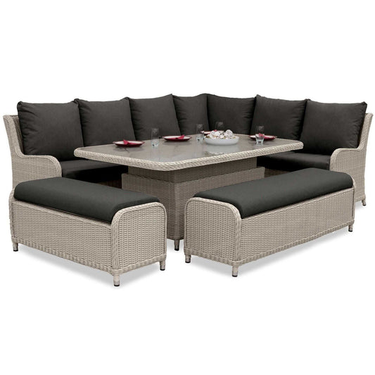 Nova - Avery Grande Right Hand Corner Sofa Lounge Dining Set with Rectangular Rise & Fall Table