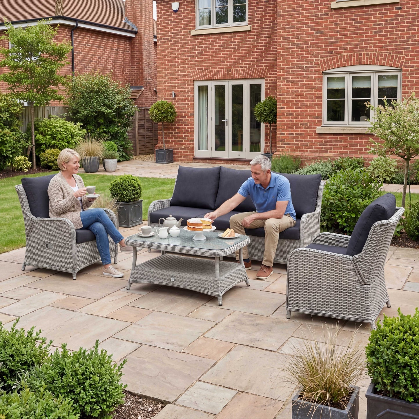 Nova - Avery Grande 3 Seater Reclining Sofa Lounge Dining Set with Rectangular Coffee Table