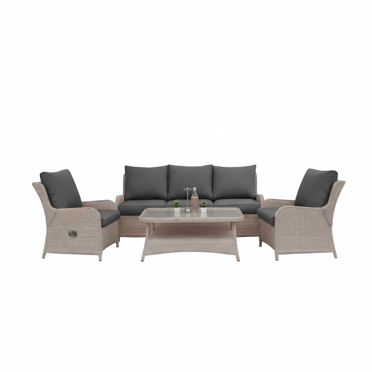 Nova - Avery Grande 3 Seater Reclining Sofa Lounge Dining Set with Rectangular Coffee Table