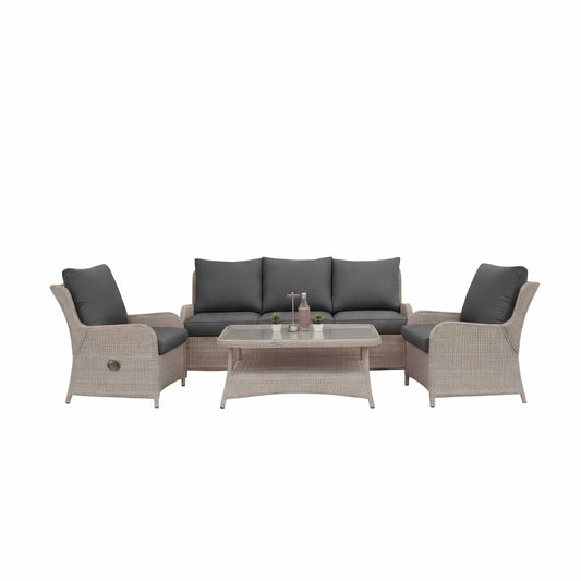 Nova - Avery Grande 3 Seater Reclining Sofa Lounge Dining Set with Rectangular Coffee Table