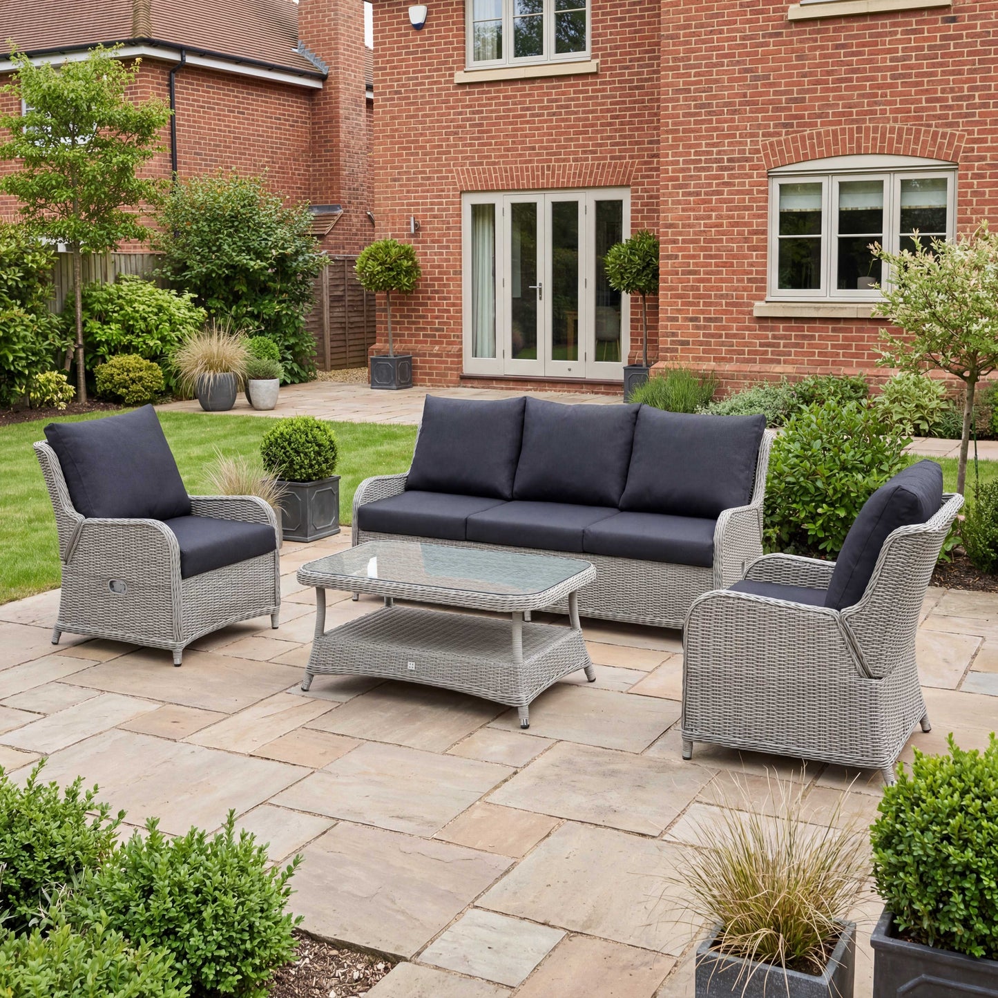 Nova - Avery Grande 3 Seater Reclining Sofa Lounge Dining Set with Rectangular Coffee Table