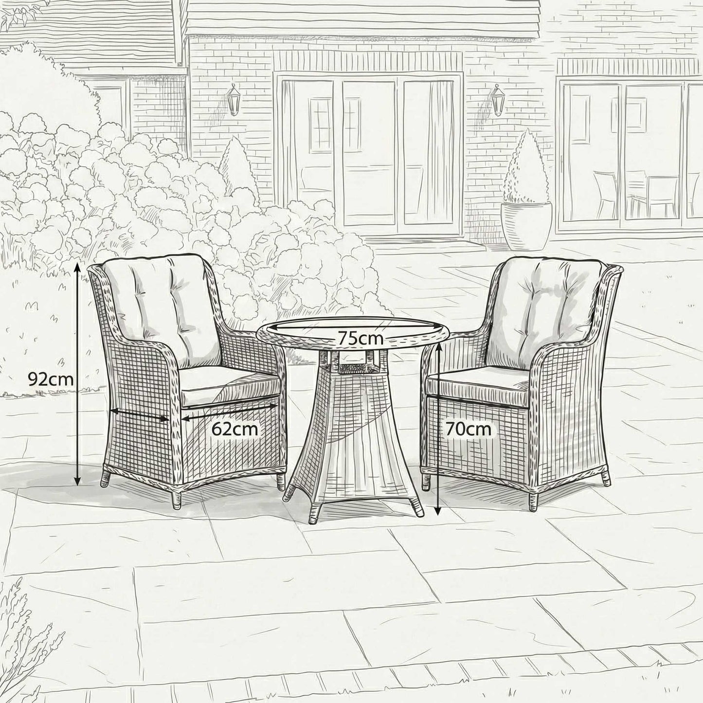 Nova - Avery 2 Seat Bistro Set - 0.7m Round Table - Ash Grey