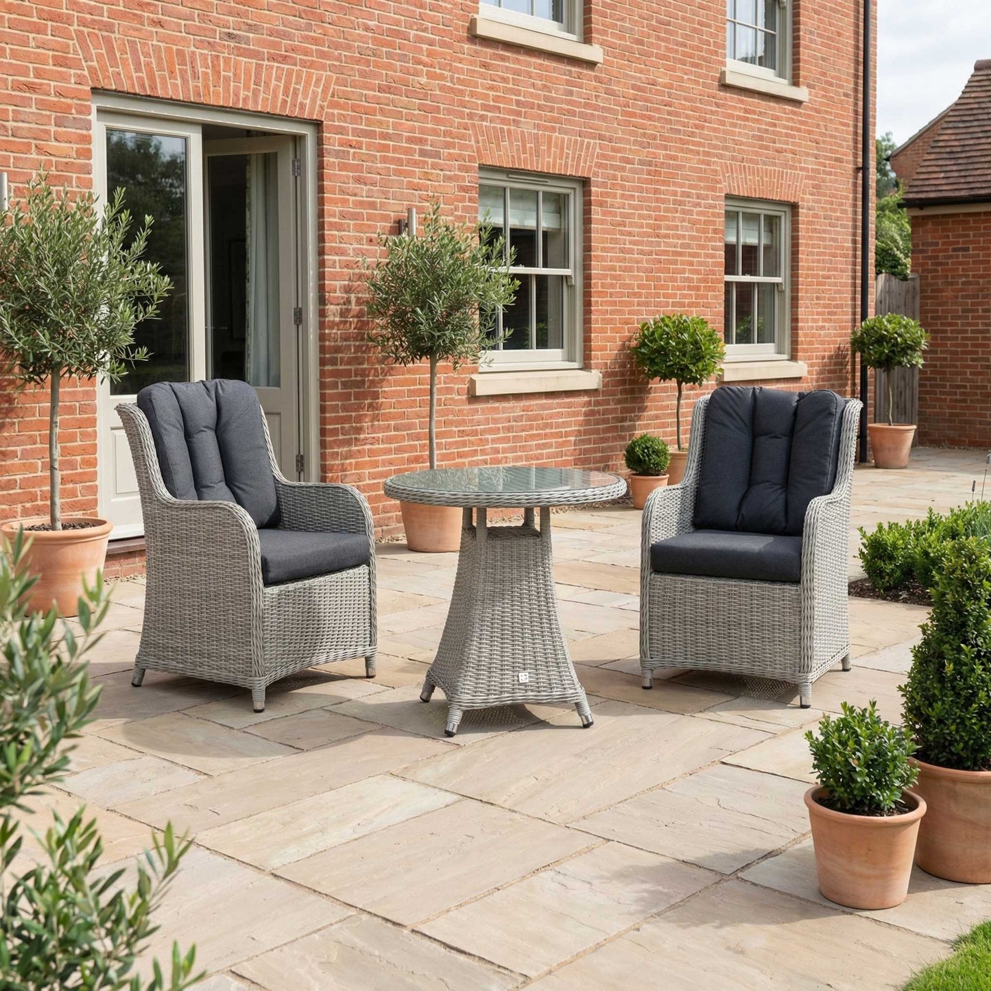 Nova - Avery 2 Seat Bistro Set - 0.7m Round Table - Ash Grey