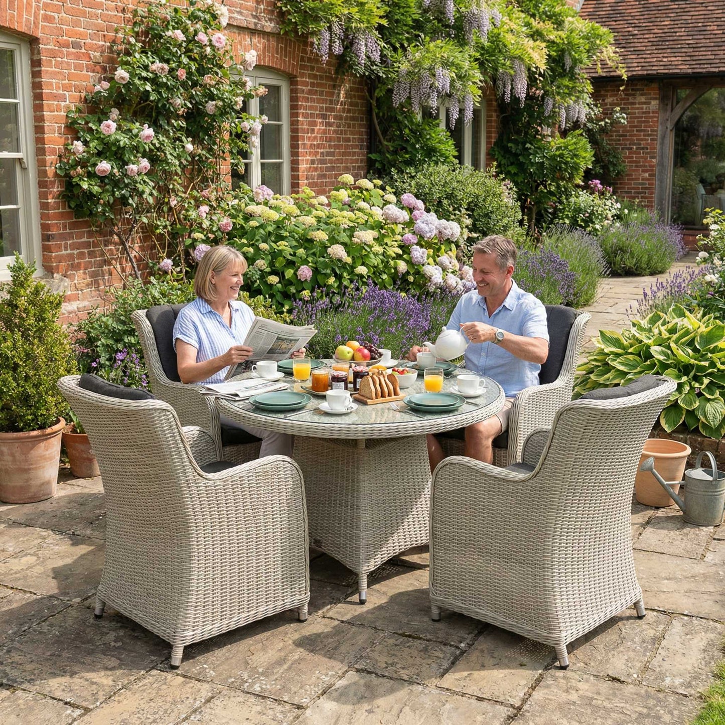 Nova - Avery 4 Seat Dining Set - 1.2m Round Table - Ash Grey