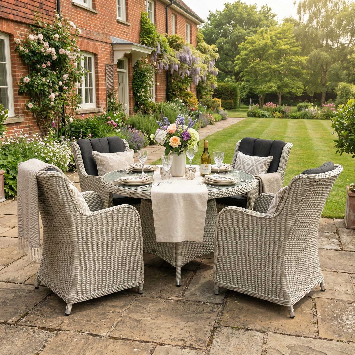 Nova - Avery 4 Seat Dining Set - 1.2m Round Table - Ash Grey