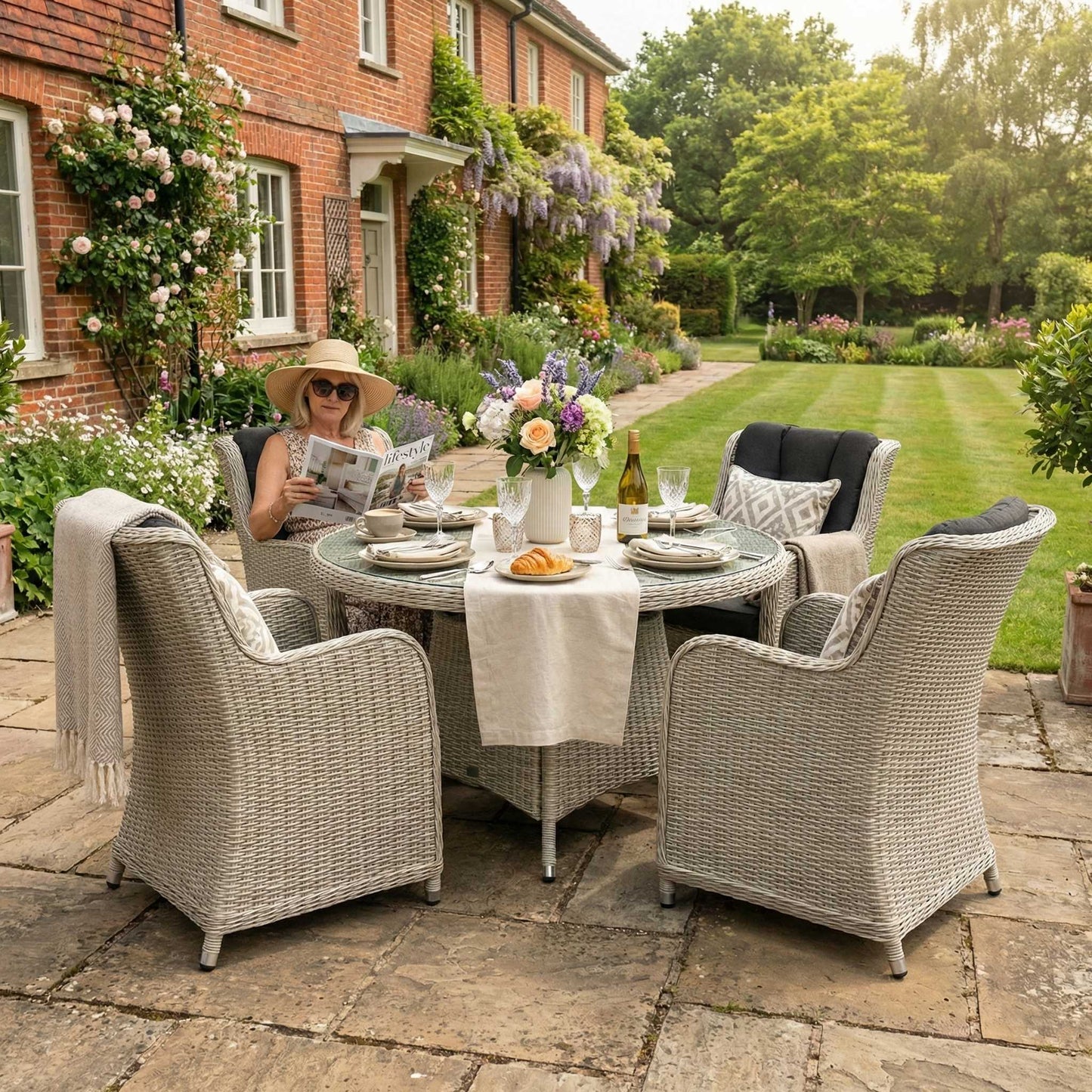 Nova - Avery 4 Seat Dining Set - 1.2m Round Table - Ash Grey