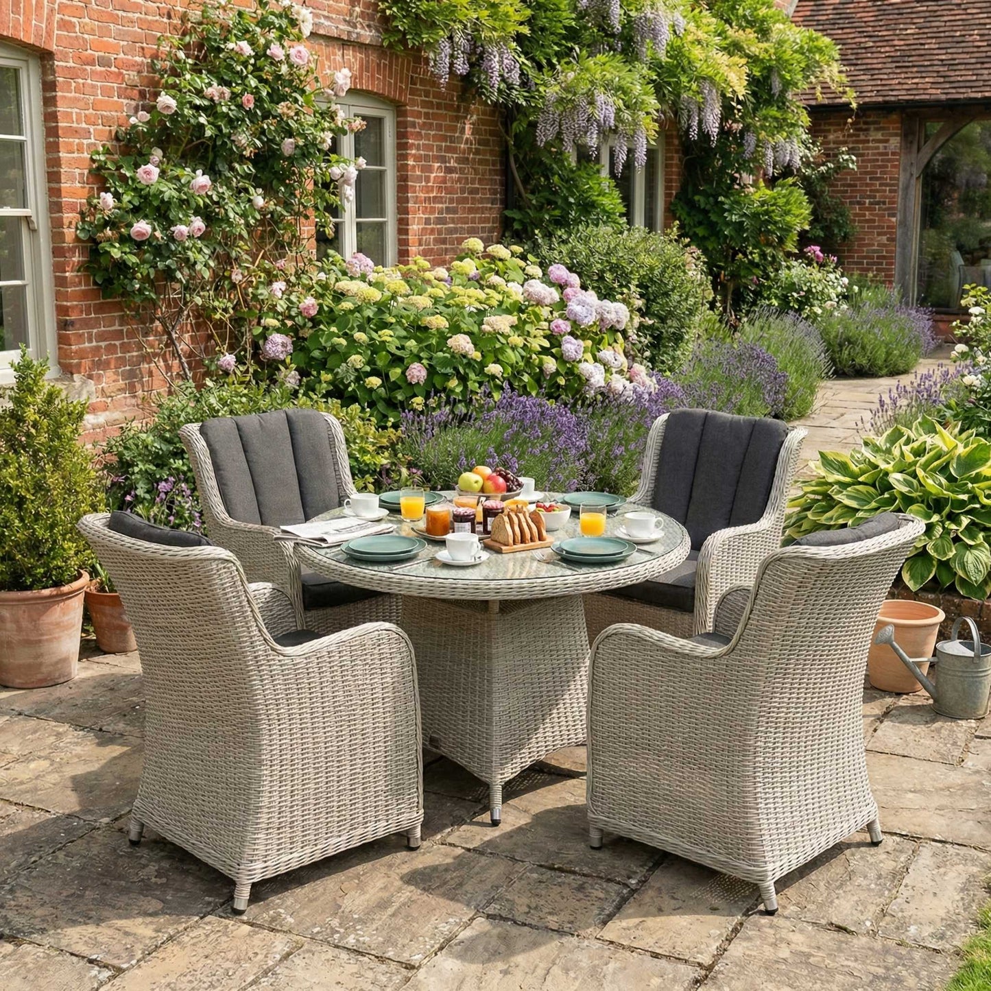 Nova - Avery 4 Seat Dining Set - 1.2m Round Table - Ash Grey