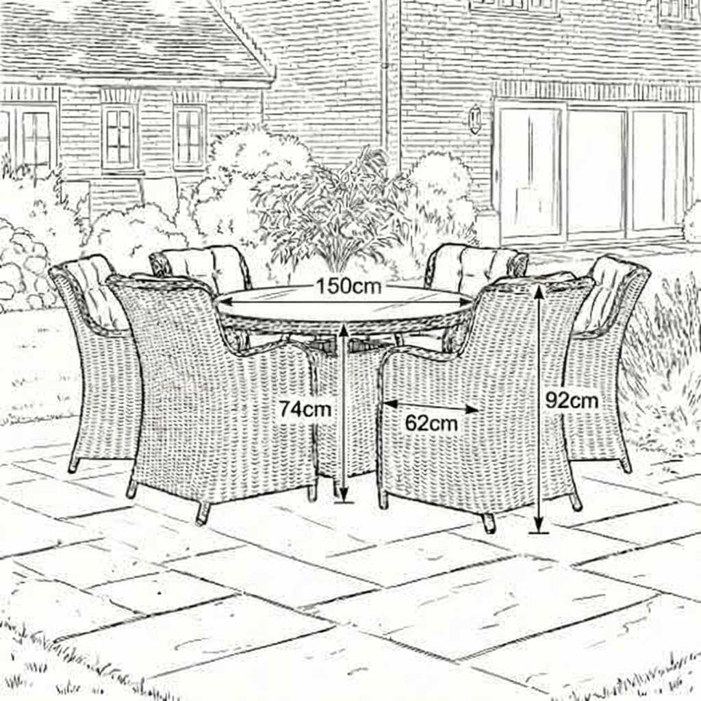 Nova - Avery 6 Seat Dining Set - 1.5m Round Table with Lazy Susan - Ash Grey