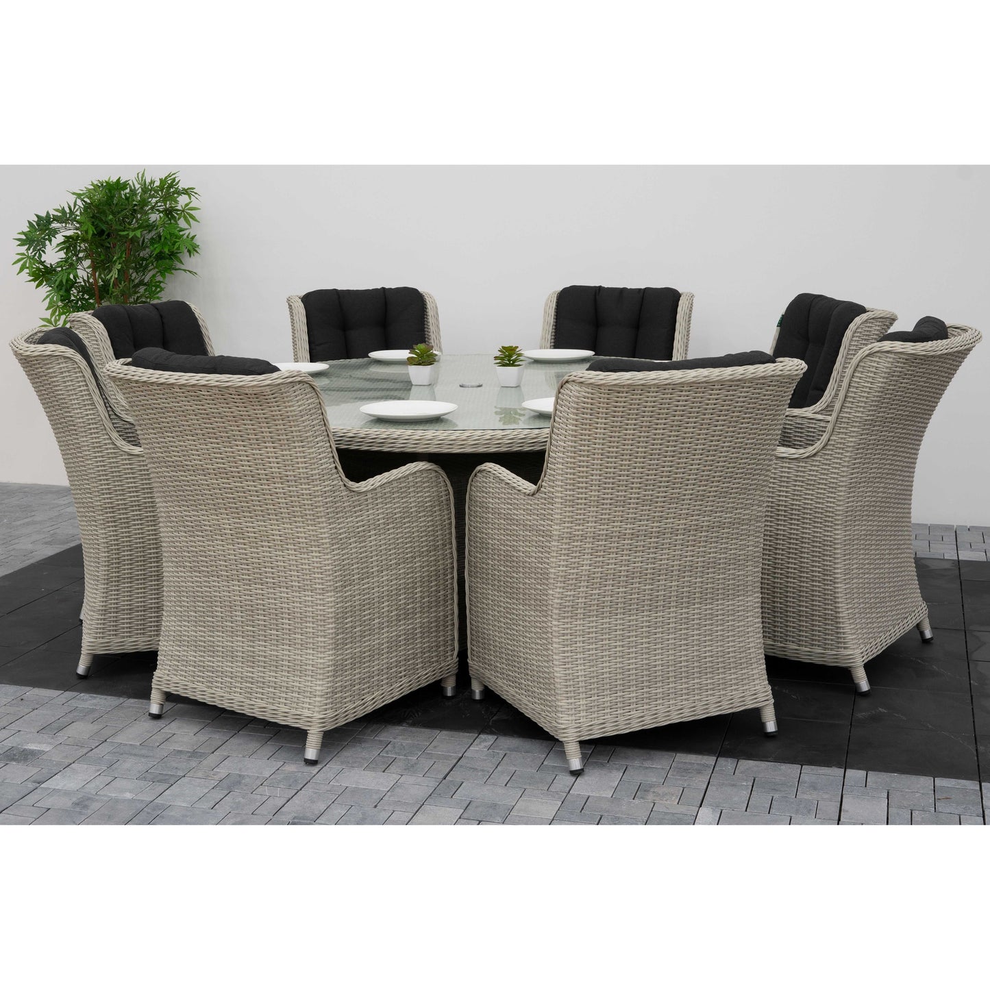 Nova - Avery 8 Seat Dining Set - 1.8m Round Table with Lazy Susan - Ash Grey