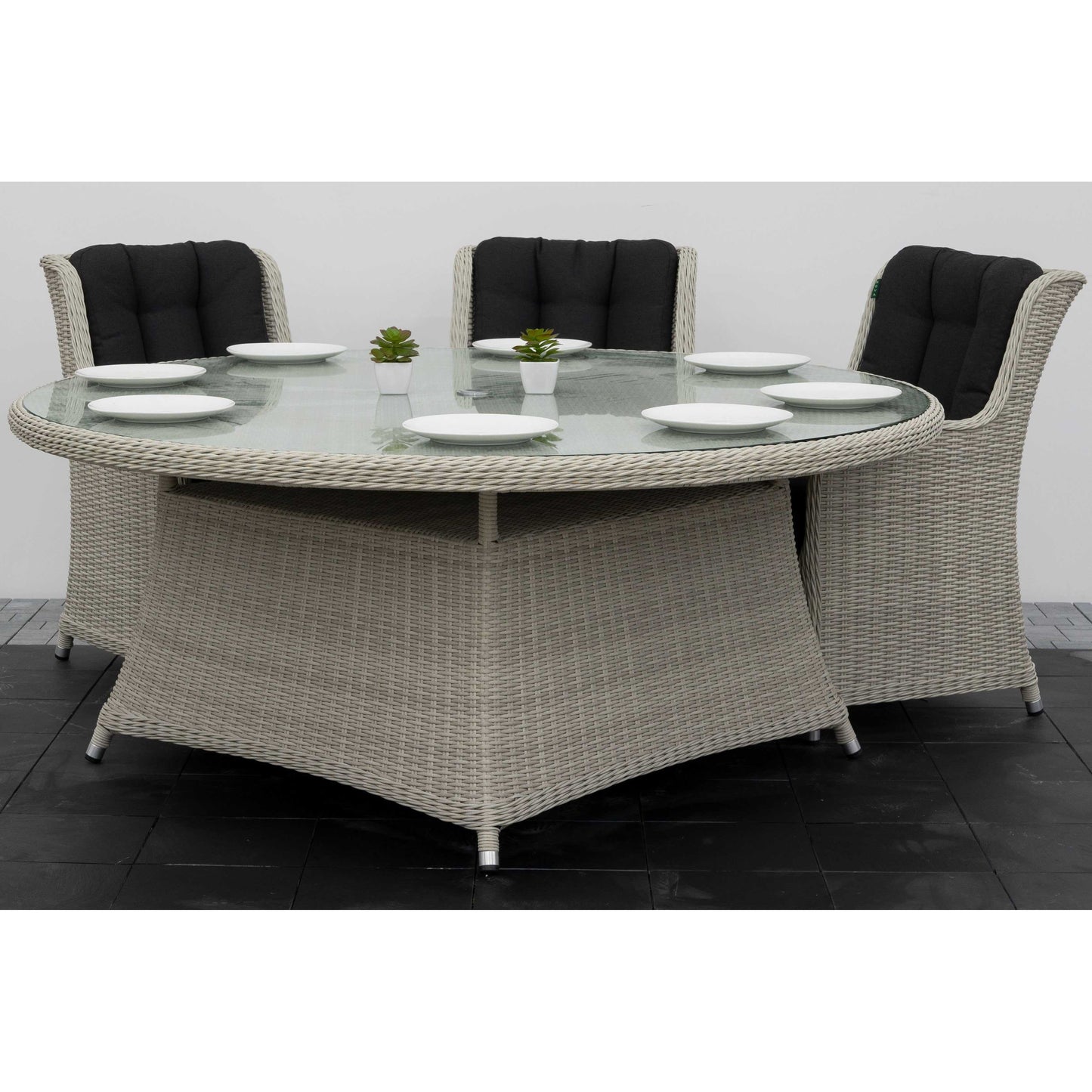 Nova - Avery 8 Seat Dining Set - 1.8m Round Table with Lazy Susan - Ash Grey
