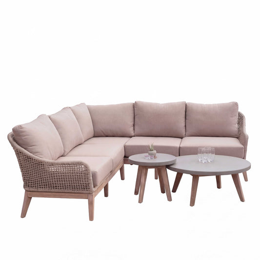 Nova - Summer Corner Sofa Lounging Set with Round Coffee Table & Side Table