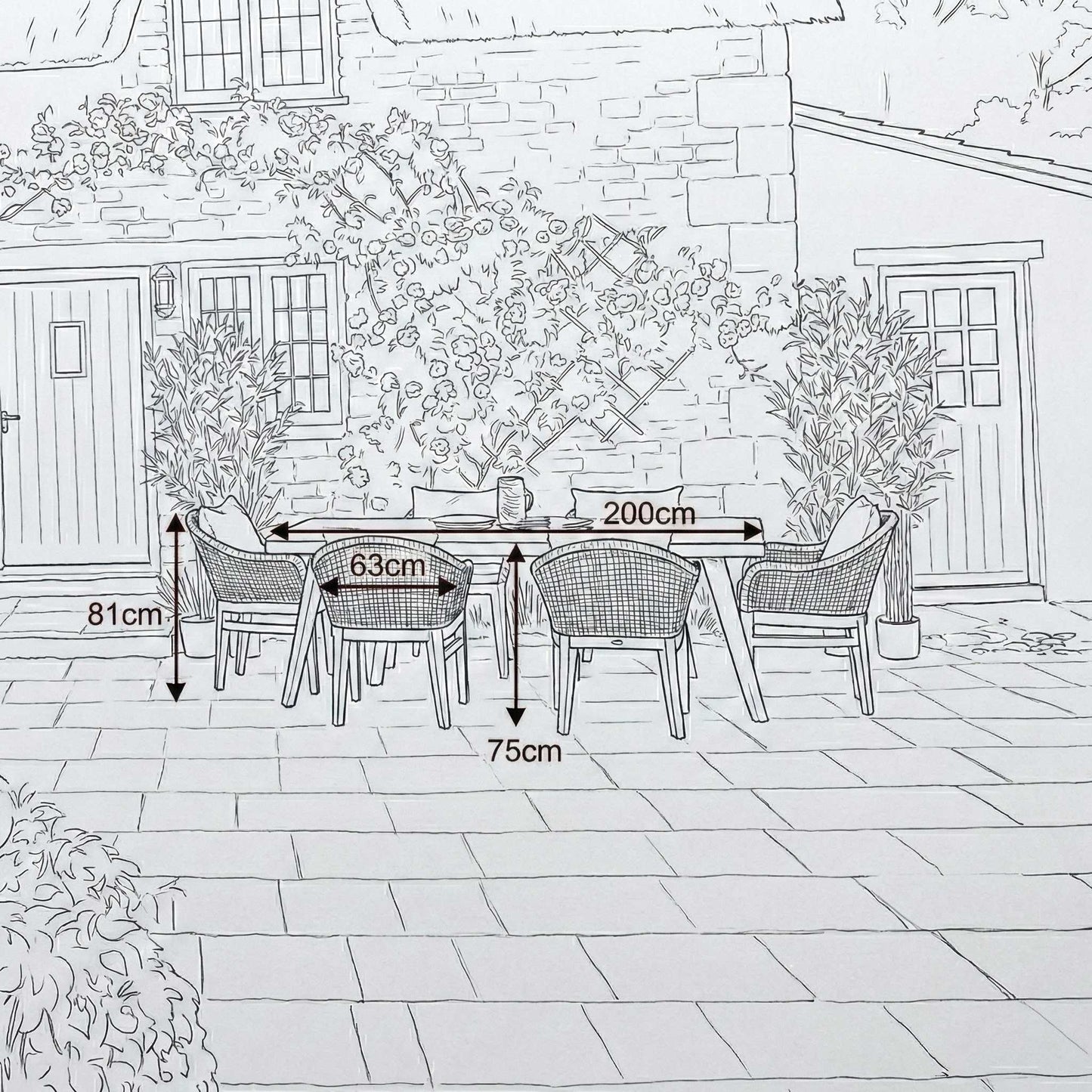 Nova - Summer 6 Seat Dining Set - 2.0m x 0.9m Rectangular Table