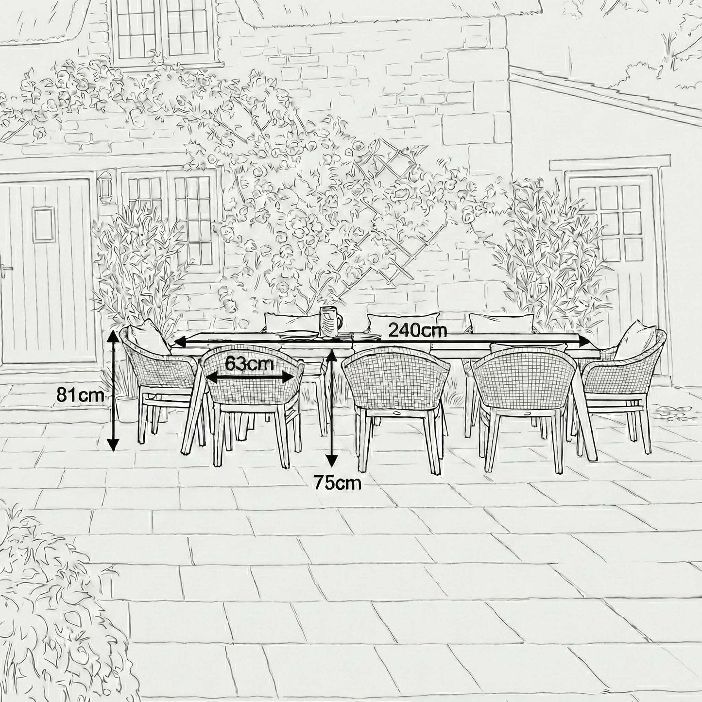 Nova - Summer 8 Seat Dining Set - 2.4m x 1.0m Rectangular Table