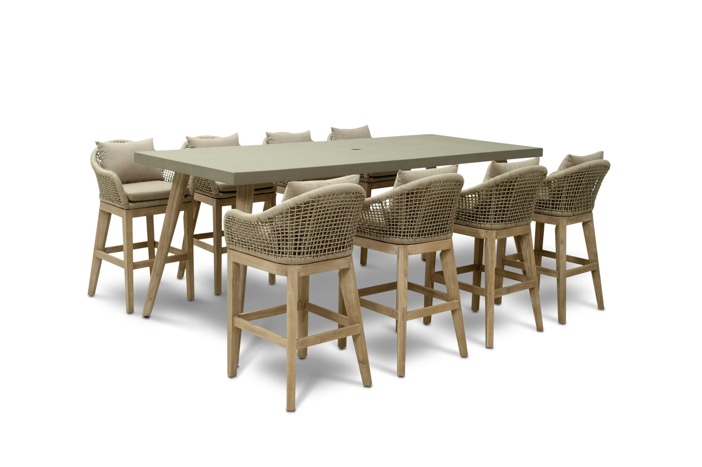 Nova - Summer 8 Seat High Dining Set - 2.4m x 1.0m Rectangular Table