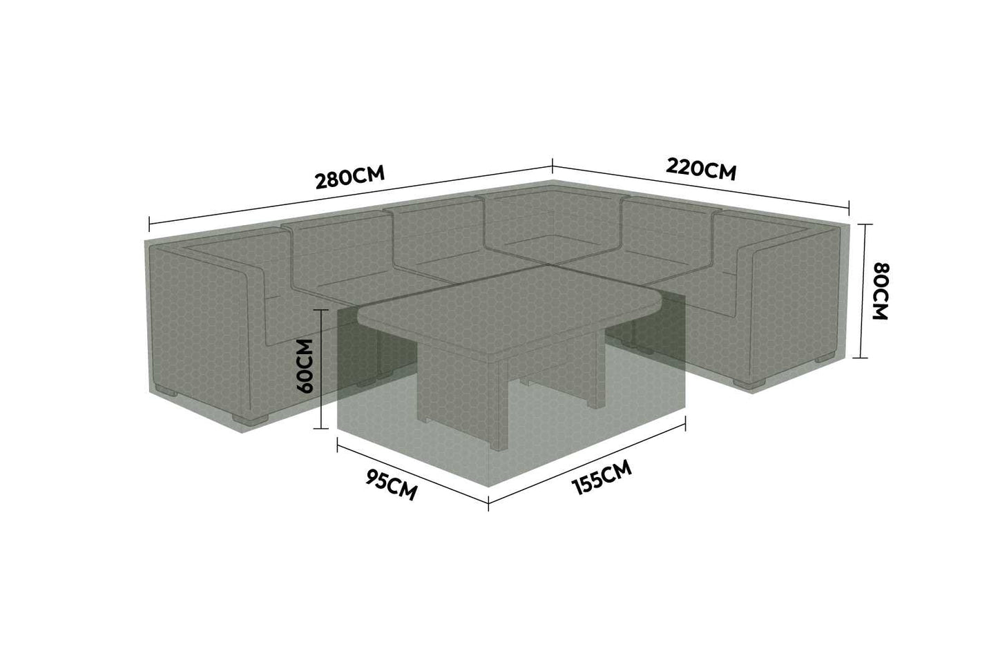 Protex - Cover Pack for Large Right Corner Sofa Dining Set