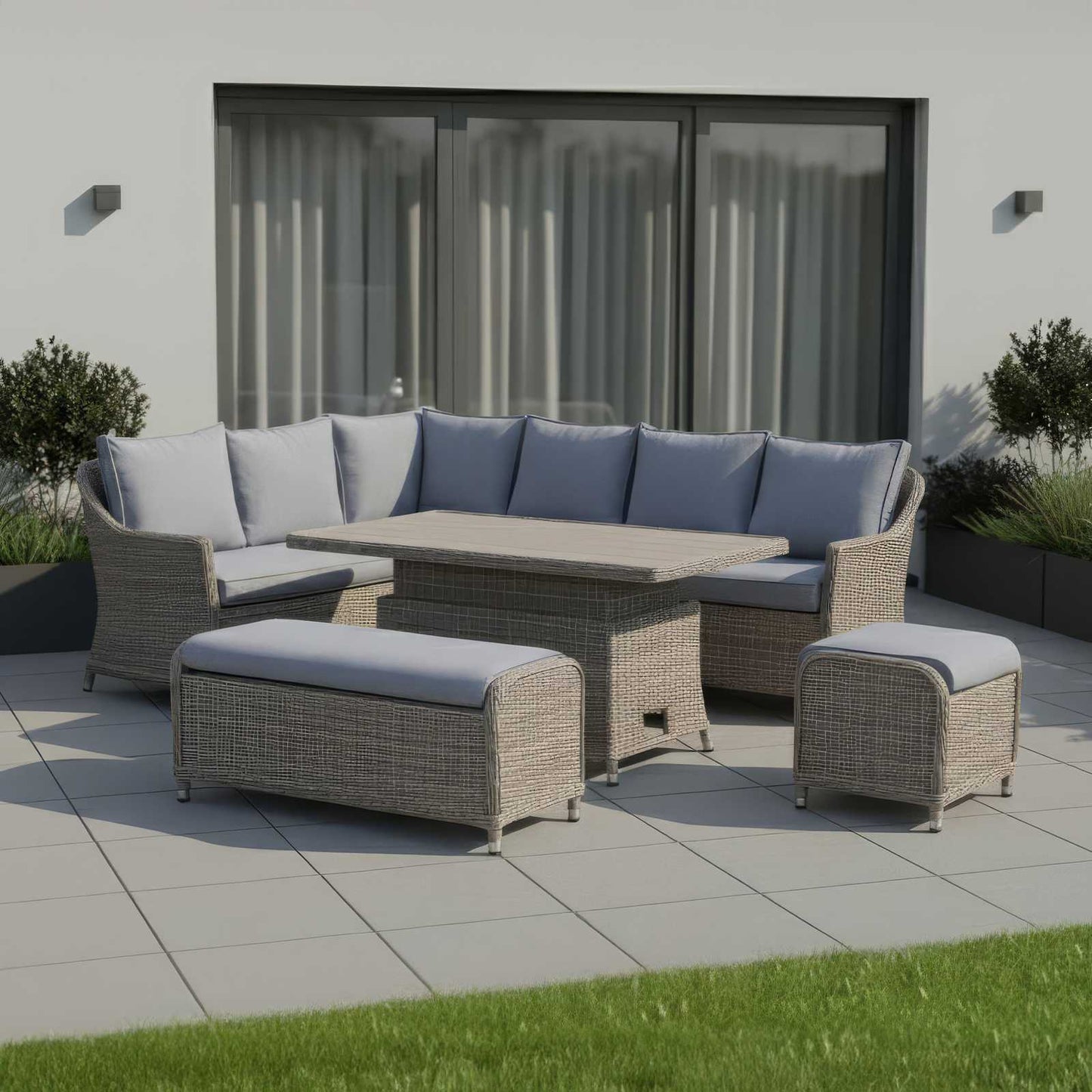 Nova - Ivy Left Hand Corner Sofa Lounge Dining Set with Rectangular Rise & Fall Table