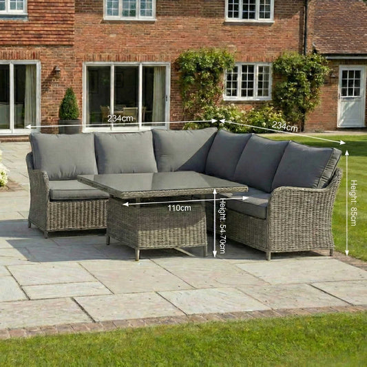 Nova - Ivy Corner Sofa Lounge Dining Set with Square Rise & Fall Table