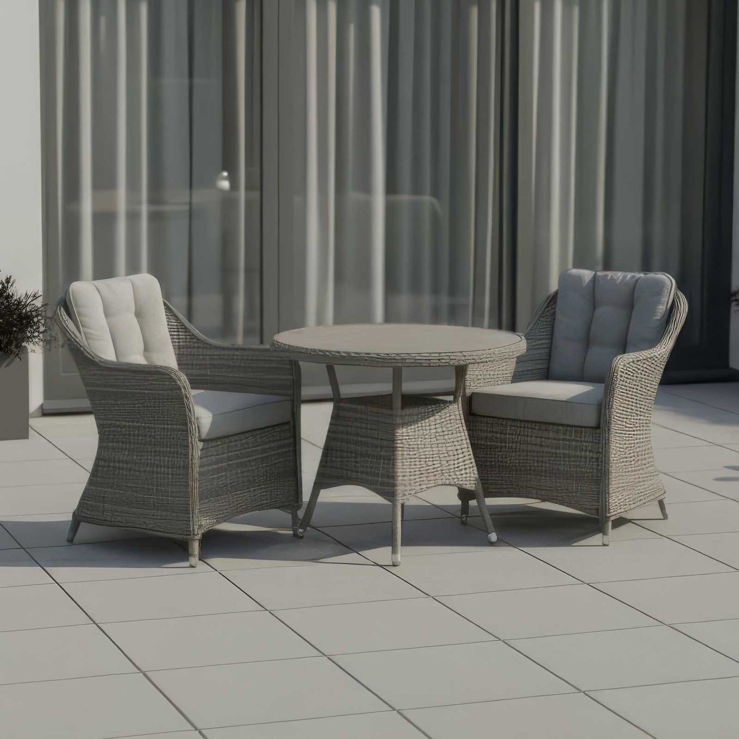 Nova - Ivy 2 Seat Bistro Set - 0.75m Round Table (Ceramic Glass)