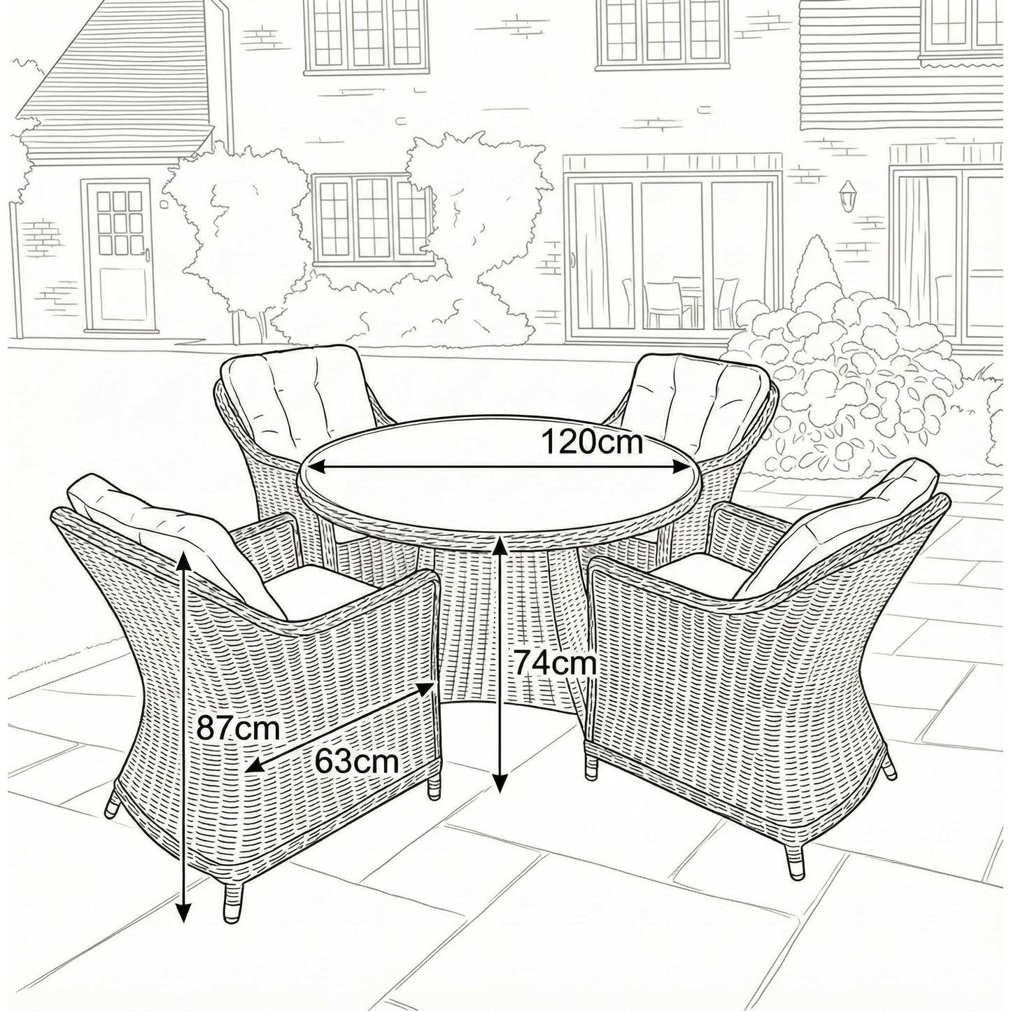Nova - Ivy 4 Seat Dining Set - 1.2m Round Table (Ceramic Glass)