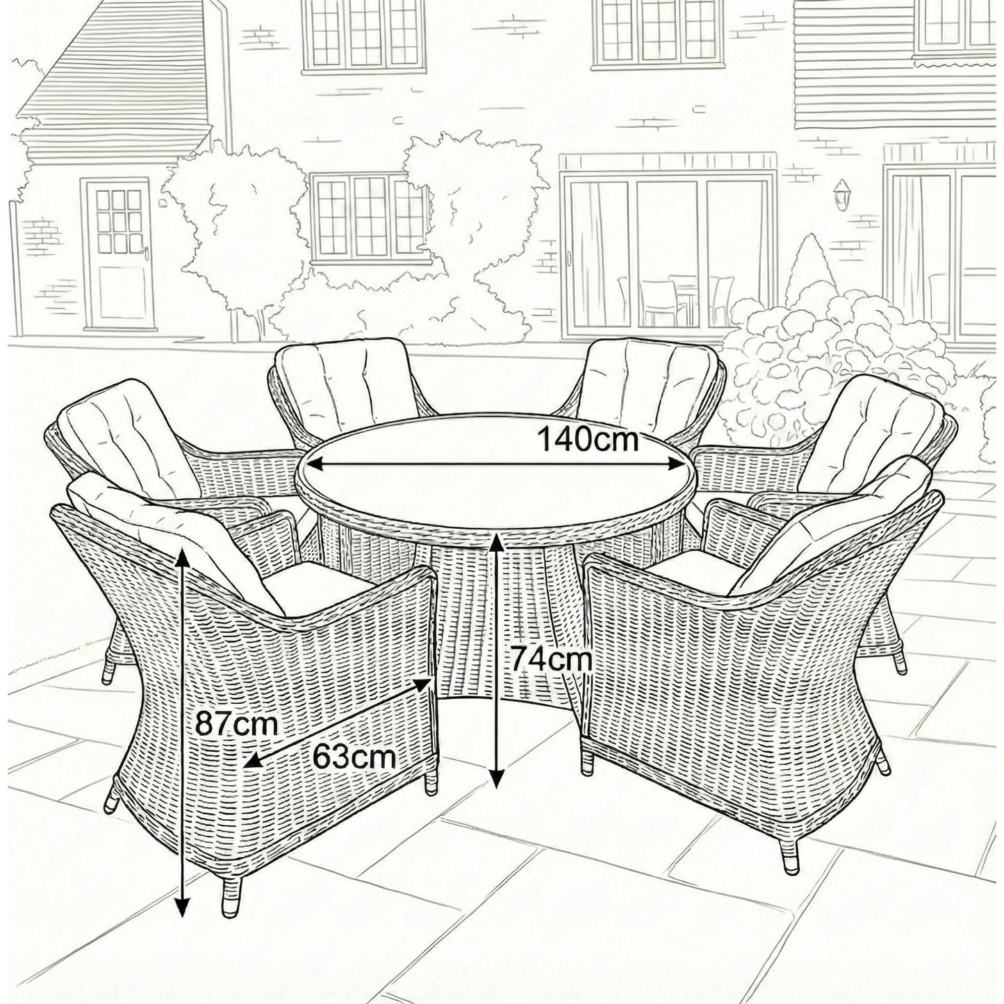 Nova - Ivy 6 Seat Dining Set - 1.4m Round Table (Ceramic Glass)