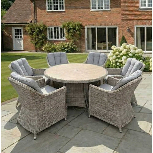 Nova - Ivy 6 Seat Dining Set - 1.4m Round Table (Ceramic Glass)
