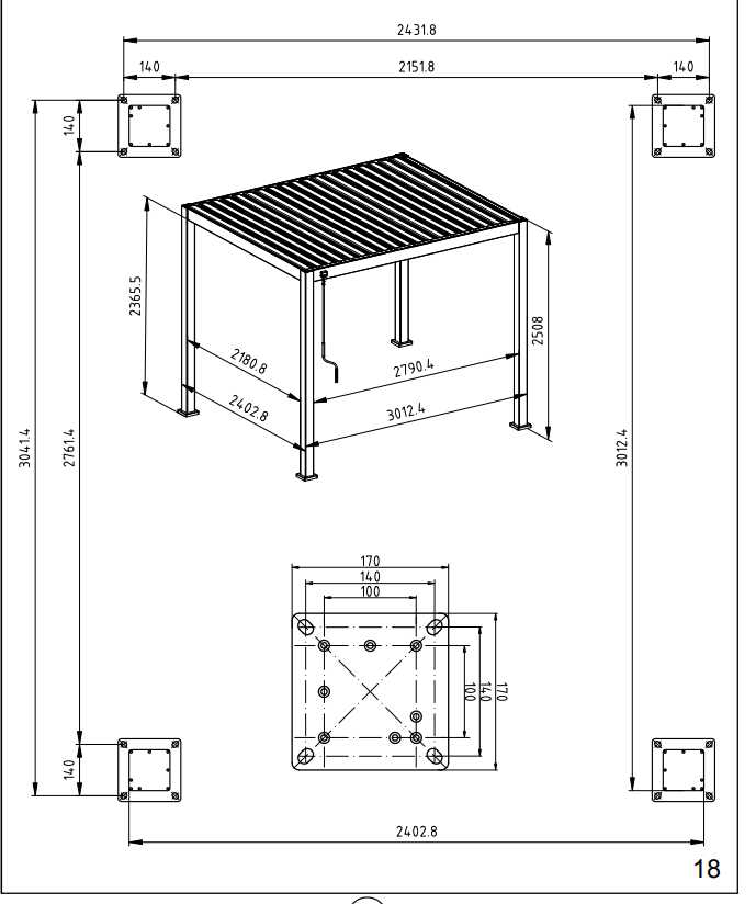 Nova - Titan Freestanding Aluminium Pergola - 3.0m x 2.4m Rectangular - Grey