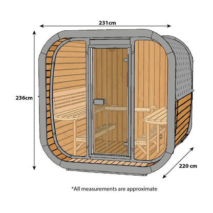 ThermoZen L Outdoor Sauna - 6 Person - Including Heater